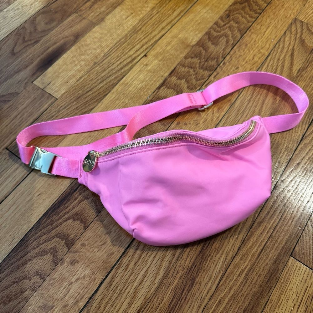 Stoney Clover Lane Pink Crossbody Belt Bag with Gold Zipper